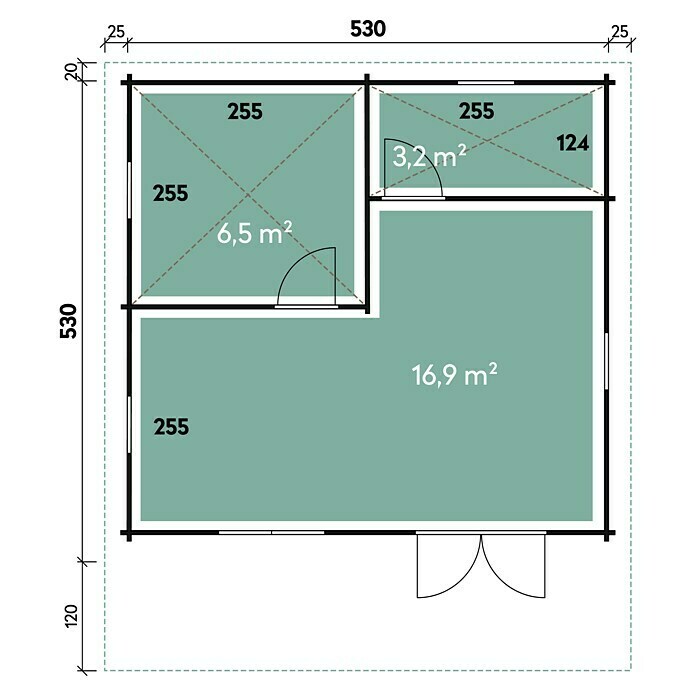 Wolff Finnhaus Gartenhaus Lappland 70-B (Außenmaß Inkl. Dachüberstand ...