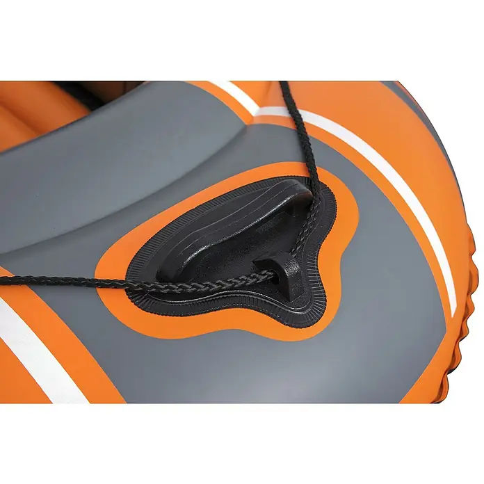 Bestway Hydro Force Bote hinchable Kondor 2000-61100 - L x An x Al: 1,88 m x 98 cm x 30 cm, Apto para: 2 personas, Carga útil: 120 kg - Primer plano de una balsa inflable naranja y gris con asa negra y cuerda, ideal para deportes acuáticos y recreación.