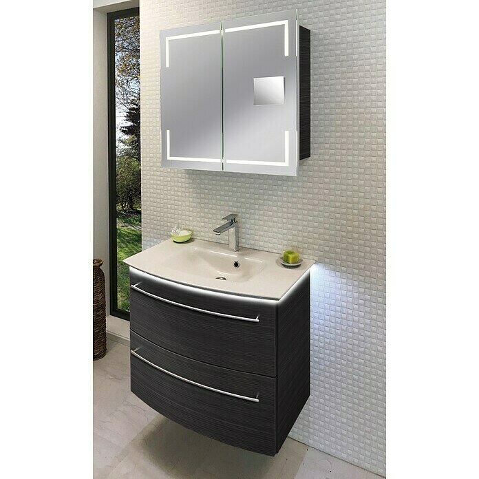 Camargue Excelsior Badmöbel-Set EX85D3 (80 cm, Dark Oak, Matt)