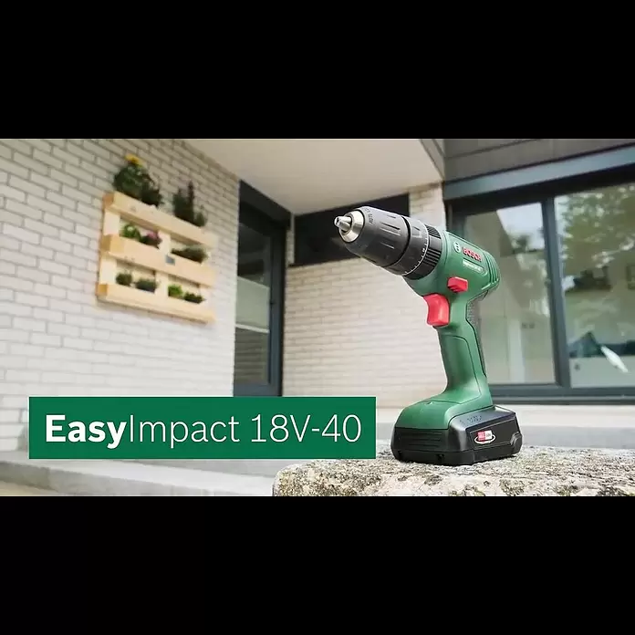 Bosch Power for All 18V Akku-Schlagbohrschrauber EasyImpact 18V-40 - 18 V, 2 Akkus, 2 Ah, 40 Nm - Akku-Schlagbohrschrauber Bosch EasyImpact 18V-40