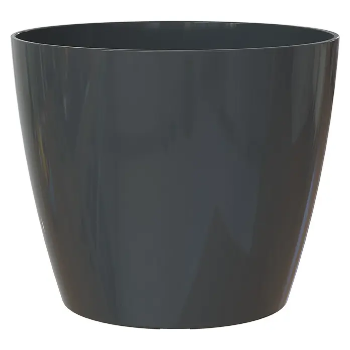 Artevasi San Remo Übertopf rund - Außenmaß (Ø x H): 11 x 9,6 cm, Anthrazit - Grauer, glänzender Blumentopf mit abgerundeten Kanten, ideal für Zimmerpflanzen und moderne Dekorationen, der jedem Raum einen Hauch von Stil verleiht.