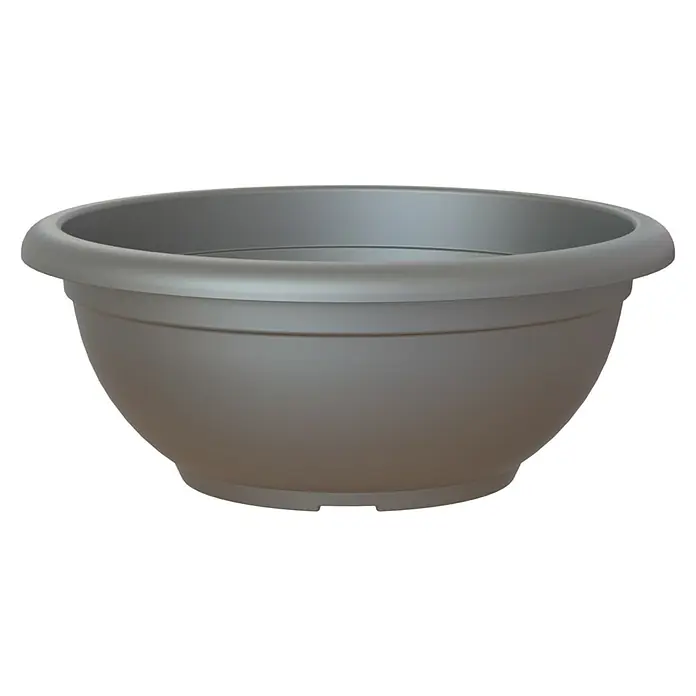 Artevasi Venezia Pflanzschale rund - Außenmaß (Ø x H): 40 x 16,5 cm, Kunststoff, Anthrazit - Grauer, runder Pflanzkübel aus Kunststoff mit dekorativem Rand. Ideal für Garten, Terrasse oder Innenbereich.