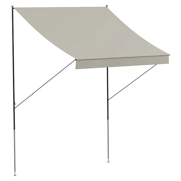 Angerer Klemmmarkise Style - Beige, Breite: 2 m, Ausfall: 1,5 m - Graue Terrassenmarkise mit robustem Gestell bietet stilvollen Sonnenschutz und verbessert das Ambiente im Freien.