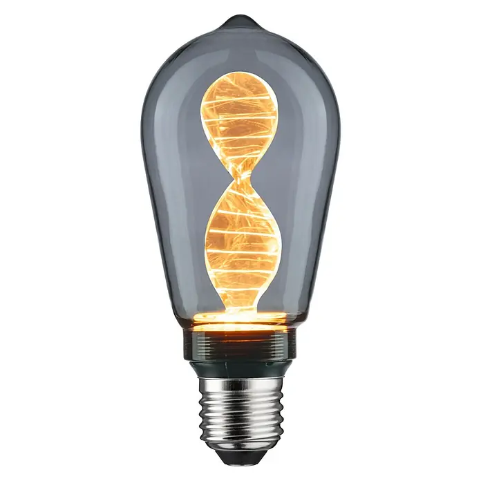Paulmann Inner Glow LED-Lampe Vintage Glühlampenform E27 - E27, Nicht Dimmbar, Gelb, 90 lm, 3,5 W, Tropfen, Farbe: Smoky - Nahaufnahme einer dekorativen Edison-Glühbirne mit einem spiralförmigen Glühfaden, die ein warmes, einladendes Licht ausstrahlt und Retro-Charme versprüht.