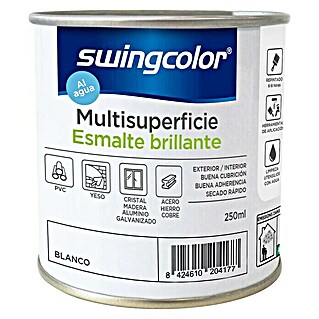 swingcolor Esmalte de color Multisuperficie (Blanco, 250 ml, Brillante)