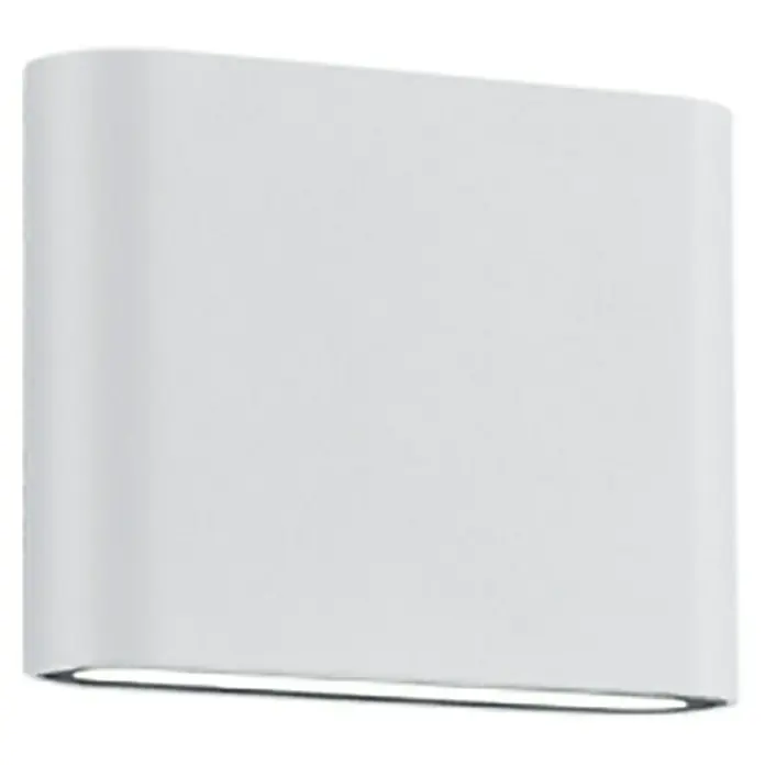 Trio Lighting Aplique exterior LED Thames II - 2,5 W, 3 x 11 x 9 cm, Blanco, IP54 - Una lámpara de pared rectangular moderna en blanco, que emite luz tanto hacia arriba como hacia abajo, creando un ambiente elegante.