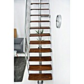 Minka Mittelholmtreppe Comfort (Breite: 80 cm, Silber, Farbe Stufen: Buche Walnuss gebeizt, Geschosshöhe: Max. 312 cm)
