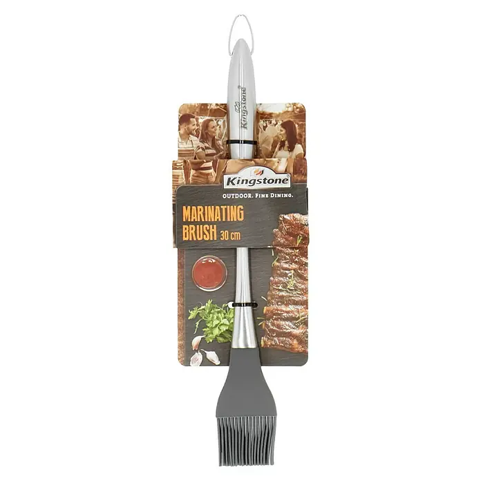 Kingstone Utensilios para barbacoa - Largo: 30 cm, Silicón, Acero inoxidable, Negro/Plateado - Brocha para marinar Kingstone (30 cm) para cenas al aire libre, perfecta para aplicar marinadas.