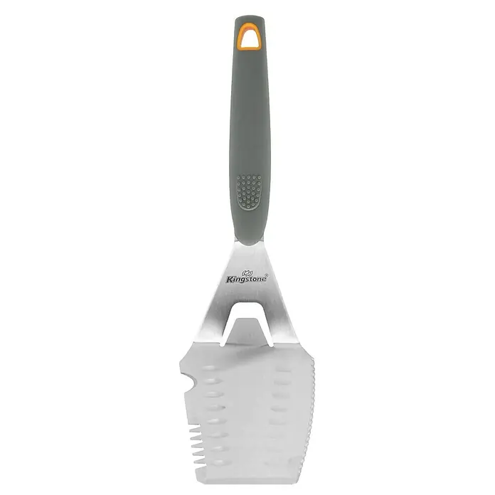 Kingstone Grillgutwender - Länge: 34,8 cm - Grillwerkzeug von Kingstone mit grauem Griff und Edelstahlspatel, ideal zum Grillen und Wenden von Fleisch und Gemüse.