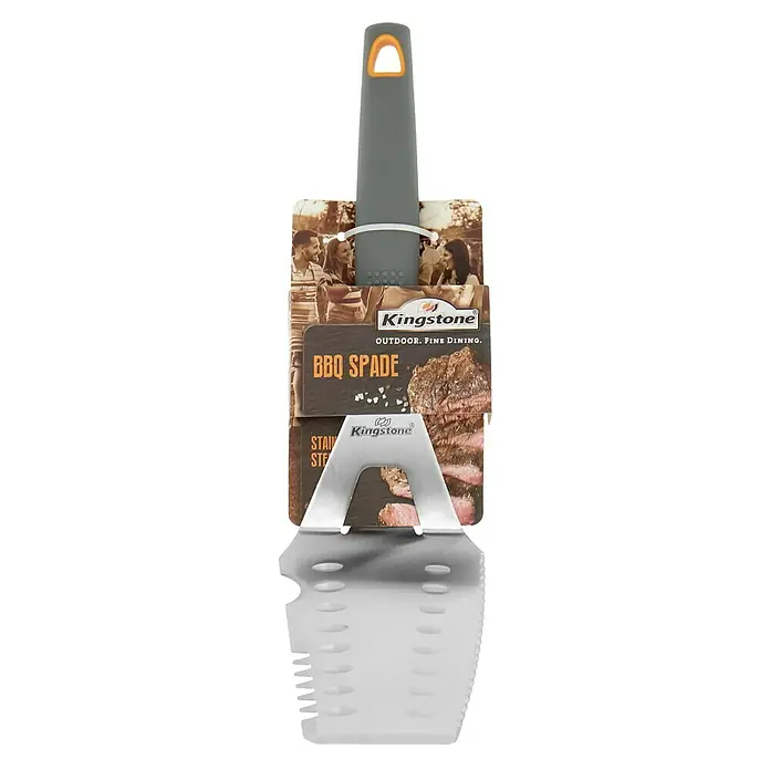 Kingstone Espátula para barbacoa - Largo: 34,8 cm - La imagen muestra una espátula para BBQ Kingstone. Una herramienta práctica para la parrilla, ideal para voltear y servir alimentos a la parrilla. Con mango robusto y diseño funcional.