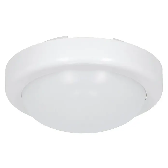 Ritter Leuchten LED-Deckenleuchte rund - 14 W, Weiß, Tageslichtweiß - Nahaufnahme einer runden, weißen Deckenleuchte mit einer glatten, kuppelförmigen Abdeckung, die ein diffuses Licht erzeugt.