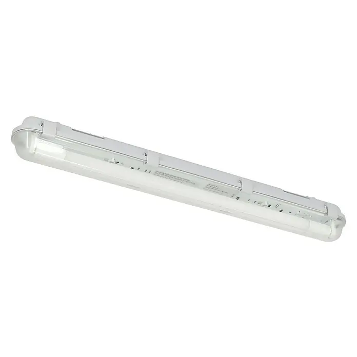 Voltolux Tira de luz LED antihumedad LED - L x An x Al: 66,5 x 6,6 x 7,3 cm, Color de luz: Blanco neutro, 9 W, IP65 - Una luz LED estanca al vapor en una carcasa clara y robusta, ideal para entornos que requieren una solución de iluminación resistente.