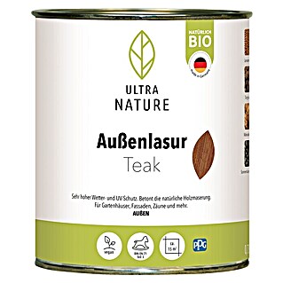 Ultra Nature BIO Holzlasur für Außen (Teak, 750 ml)