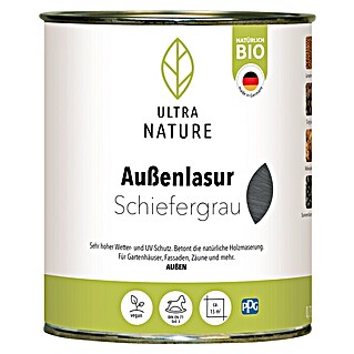 Ultra Nature BIO Holzlasur für Außen (Schiefergrau, 750 ml)