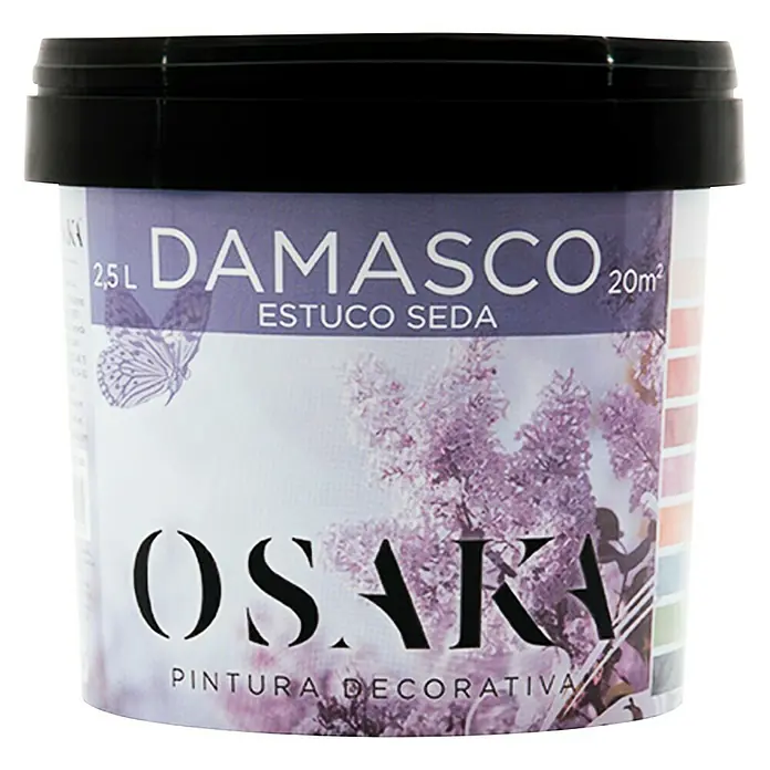 Osaka Yeso con efecto de color estuco Terciopelo Damasco - Plata, 2,5 l, Mate - Una lata de pintura Osaka Damasco Estuco Seda, ideal para la pintura decorativa de interiores.