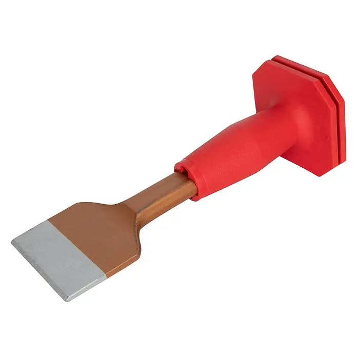 Wisent Handschutzgriff - Material: Gummi - Nahaufnahme eines roten Meißels vor schwarzem Hintergrund.