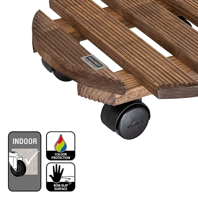 Wagner System Pflanzenroller Andaluz - Holz, Palisander, Max. Belastung: 100 kg - Holz Pflanzenroller mit Rollen für den Innenbereich, mit Farben- und Oberflächenschutz für den sicheren Gebrauch auf empfindlichen Böden.