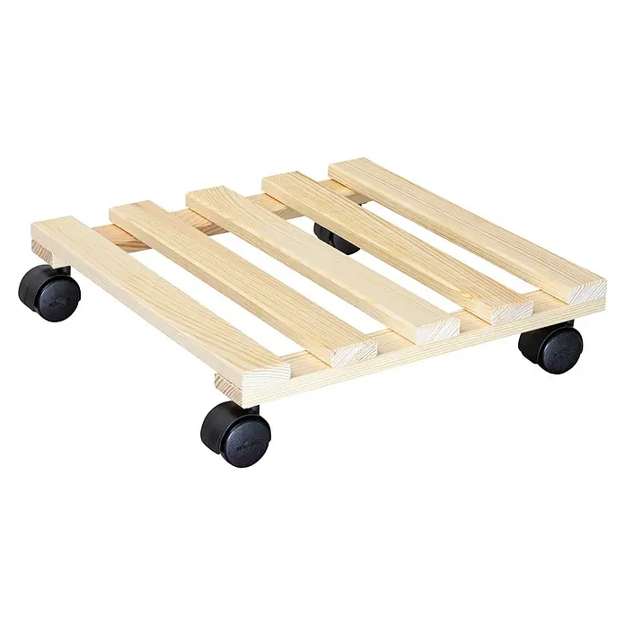 Wagner System Pflanzenroller Basic - 35 x 35 cm, Max. Belastung: 100 kg, Kiefer - Hölzerner Pflanzenroller mit vier Rädern, ideal zum einfachen Bewegen von Topfpflanzen. Praktisch und stilvoll für Haus und Garten.