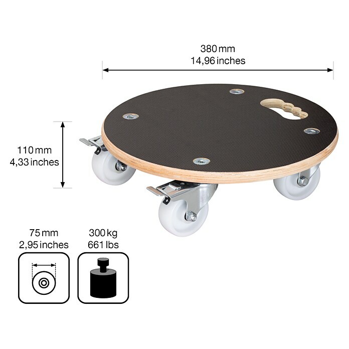 Gardol Pflanzenroller XXL Grip38 cm, Max. Belastung: 250 kg Sketch