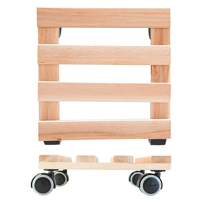 Wagner System Pflanzenroller Classic Soft - Quadratisch, Buche, Max. Belastung: 100 kg - Holzroller von Wagner mit stabilem Holzrahmen und leichtgängigen Rollen. Ideal zum Bewegen von Möbeln und Pflanzen.