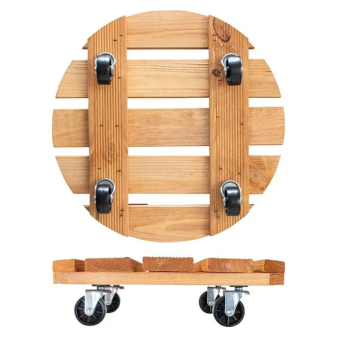 Wagner System Pflanzenroller Florenz - Durchmesser: 37,5 cm, Kiefer - Hölzerner Pflanzenroller mit Rädern zum einfachen Transport von Pflanzen. Der Pflanzenroller ist aus Holz gefertigt und hat vier Räder.