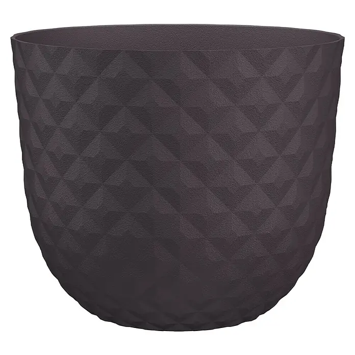 Artevasi Pflanztopf Havana Tropical - Außenmaß (Ø x H): 40 x 33,2 cm, Kunststoff, Schlammgrau - Dieser elegante, dunkelgraue Blumentopf mit geometrischem Muster ist ein stilvolles Accessoire für jede Pflanze.