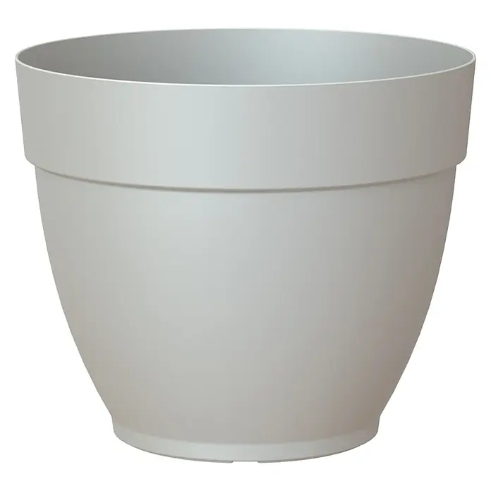 Artevasi Capri Campana PflanztopfAußenmaß (Ø x H): 40 x 33,6 cm, Kunststoff, Hellgrau - Grauer Kunststoff-Blumentopf mit abgerundeter Form, ideal für Zimmerpflanzen und Garten. Robust und stilvoll für jede Umgebung.