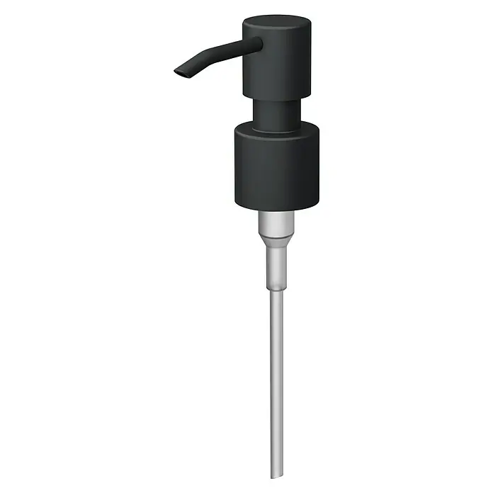 Lenz Seifenspenderpumpe Nero - Schwarz - Schwarzer Seifenspender mit langem, transparentem Schlauch für Flüssigseife oder Lotion. Elegantes Design für Badezimmer oder Küche.