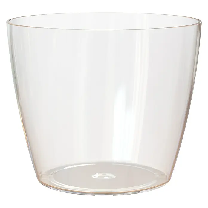 Artevasi San Remo Übertopf rund - Außenmaß (Ø x H): 16 x 14,5 cm, Transparent - Ein klares Plastikbecher, ideal für Partys und Veranstaltungen, präsentiert seine schlichte und funktionale Form.
