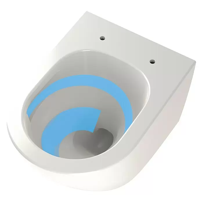 Camargue Paris Wand-WC-Set 2.0 Power-Flush - Spülrandlos, Ohne Spezialglasur, Spülform: Tief, WC Abgang: Waagerecht, Weiß - Anwendungsbeispiel