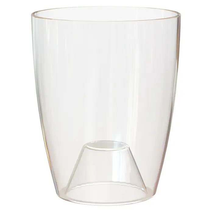 Artevasi Orchideentopf Fiji - Außenmaß (Ø x H): 12,5 x 15 cm, Kunststoff, Transparent - Nahaufnahme eines transparenten Orchideentopfes mit einem inneren Topf für verbesserte Drainage und Belüftung. Ideal für die Pflanzenpflege.