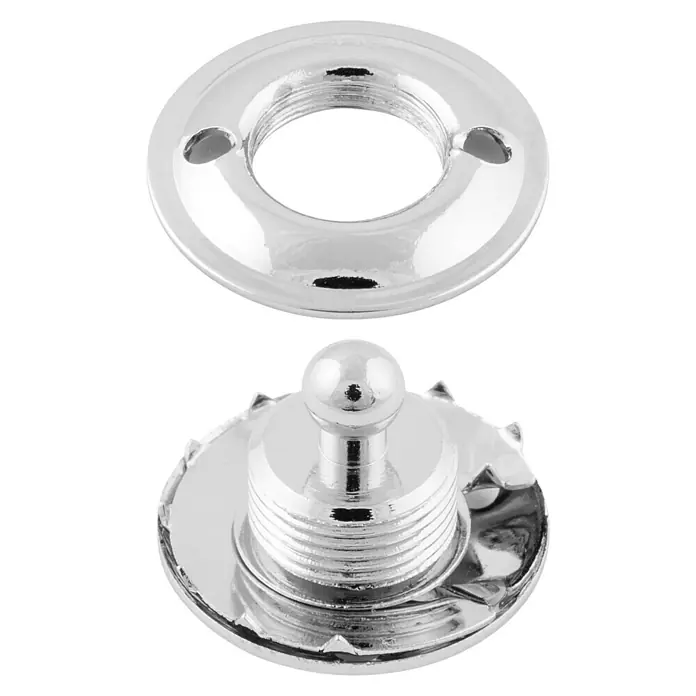 Schilderstifte für Tuch - Durchmesser: 20 mm, Messing, Vernickelt - Metall-Druckknopf-Set in glänzendem Silber. Ideal für Lederarbeiten und Kleidung. Robuste und stilvolle Befestigungselemente.