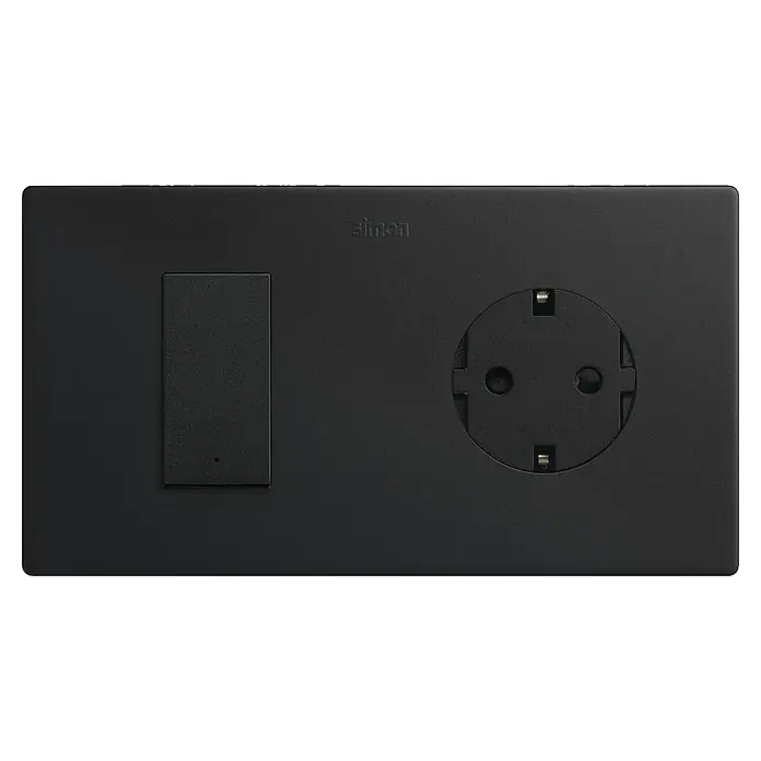 Simon 270 Combinación de interruptores + enchufe - x 2, Vertical, Negro, Colocar, IP20 - Interruptor de luz y enchufe negro Simon.