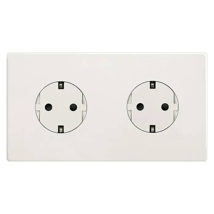 Simon 270 Enchufe doble - Blanco, Plástico, 16 A, Montaje en superficie, Colocar - Doble enchufe con contacto de protección para el mercado europeo. Ideal para el hogar y la oficina.