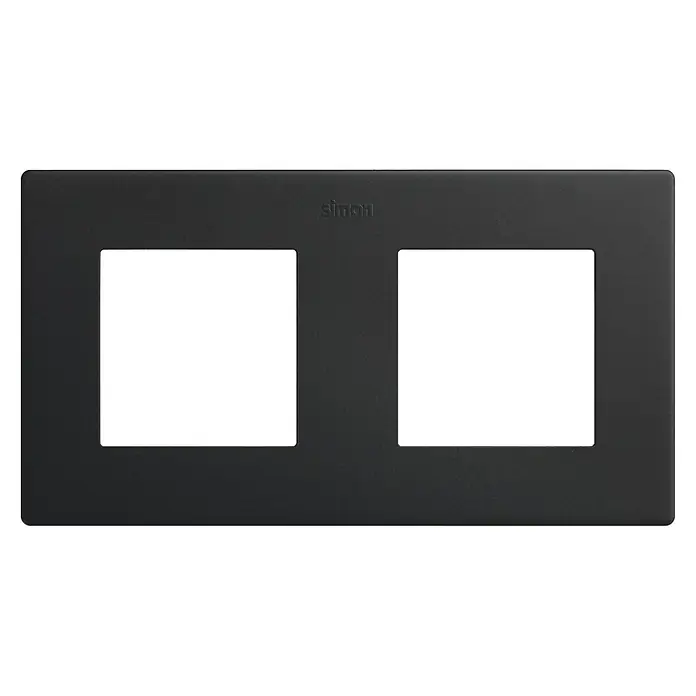 Simon 270 Marco - Negro, Modelo de mecanismos: x 2, Plástico, Instalar - Una elegante placa de cubierta de marco doble negra de Simon para interruptores y enchufes, un complemento elegante para cualquier interior moderno.
