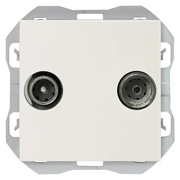 Simon 270 Pieza insertada para caja de antena - x 1, Blanco - Toma coaxial doble para recepción de TV y radio, con un diseño moderno y minimalista.