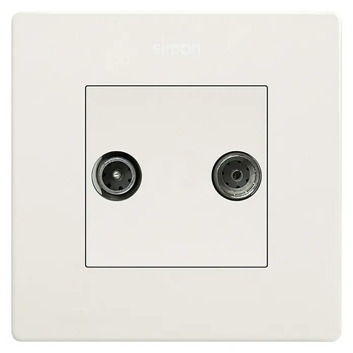 Simon 270 Pieza insertada para caja de antena - x 1, Blanco - Toma de antena de TV doble blanca de Simon, para recepción de TV por cable y radio en el hogar. Solución práctica para la conexión de TV.