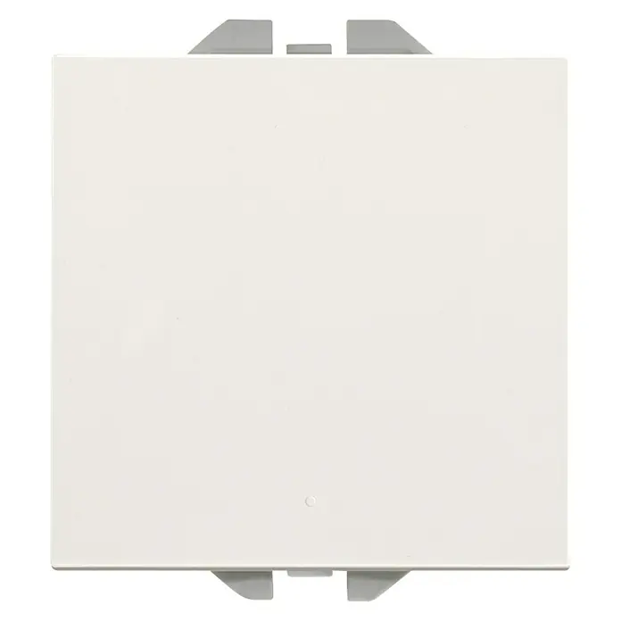 Simon 270 Pulsador - Blanco, Mate, Montaje en superficie, 10 A - Primer plano de un dispositivo electrónico blanco y cuadrado.