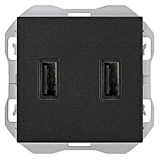 Simon 270 Toma USB (Negro, 2 conexiones, Plástico, En pared)