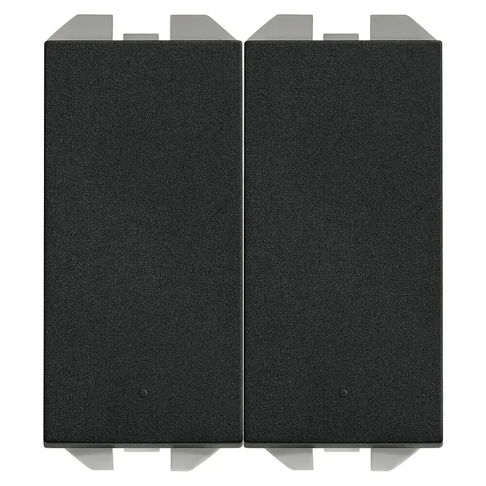 Simon 270 Conmutador doble - Negro, Colocar, Plástico, 10 A - Interruptor de luz doble, plano y negro, empotrado con borde gris para el hogar inteligente o la oficina. Práctico y moderno.