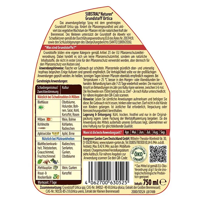 Substral Naturen Grundstoff Urtica - 750 ml - SUBSTRAL® Naturen® Grundstoff Urtica: Sprühflasche zur Förderung der Pflanzengesundheit mit Brennnessel-Extrakt.