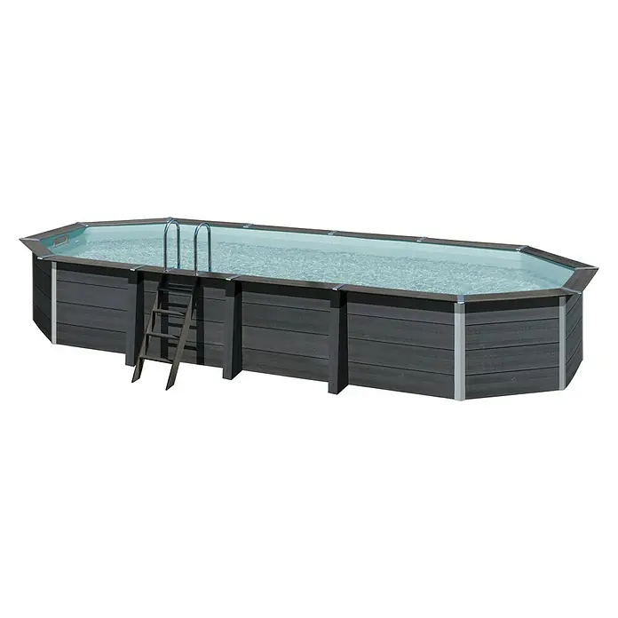 Gre Avantgarde WPC-Pool Avantgarde - L x B x H: 804 x 386 x 124 cm, 27.000 l, Dunkelgrau - Ein ebenerdiger Pool mit einer Leiter, ideal für sommerlichen Spaß im eigenen Garten. Perfekt zum Entspannen und Abkühlen.