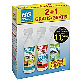 HG Set de limpieza Moho + Juntas + Duchas y Lavabos (2+1 gratis, 500 ml)