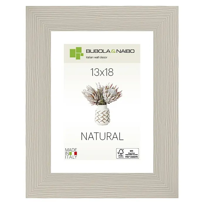 Marco de fotos 6110 - 30 x 40 cm, Gris, Madera - Un elegante marco de fotos de madera natural de 13x18 de Bubola & Naibo, ideal para la decoración de paredes moderna.