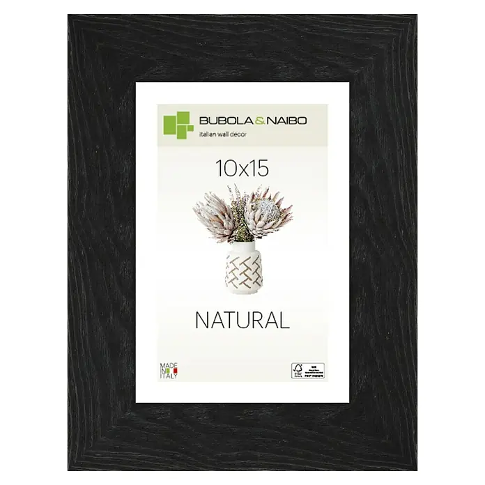 Marco de fotos 6110 - 24 x 30 cm, Negro, Madera - Marco de fotos negro de Bubola e Naibo, ideal para decoración de paredes. Tamaño 10x15, diseño natural para toques elegantes.