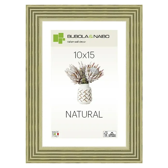 Marco de fotos Rayas - 40 x 50 cm, Verde, Madera - Elegante marco de fotos de 10x15 cm con aspecto de madera natural. Perfecto para tus mejores recuerdos y como decoración de pared elegante.