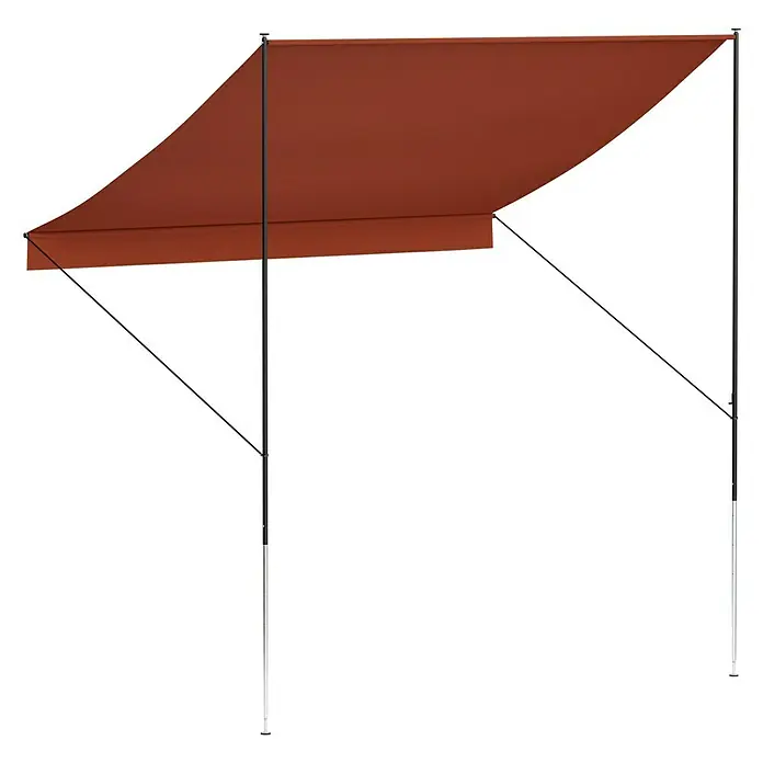 Angerer Klemmmarkise Style Terra - Terracotta, Breite: 2,5 m, Ausfall: 1,5 m - Freistehende Markise in Terrakotta mit einem robusten Gestell, ideal für Schatten und Schutz im Freien.