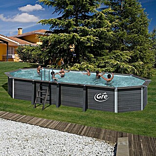 Gre WPC-Pool Avantgarde (L x B x H: 804 x 386 x 124 cm, 27.000 l, Dunkelgrau)