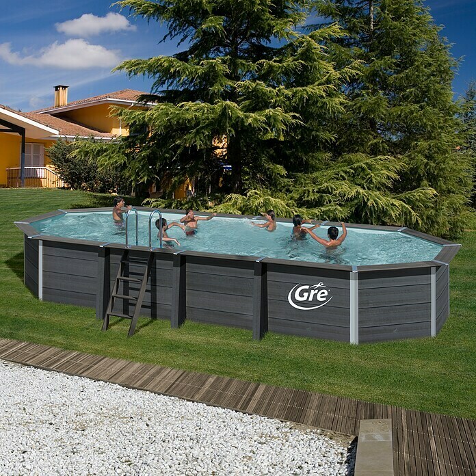 Gre Pool-Komplettset AvantgardeL x B x H: 804 x 386 x 124 cm, 27 m³, Dunkelgrau Use Shot