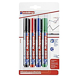 Edding Whiteboardmarker set (Zwart/rood/blauw/groen, Streepdikte: 1,5 mm - 3 mm)